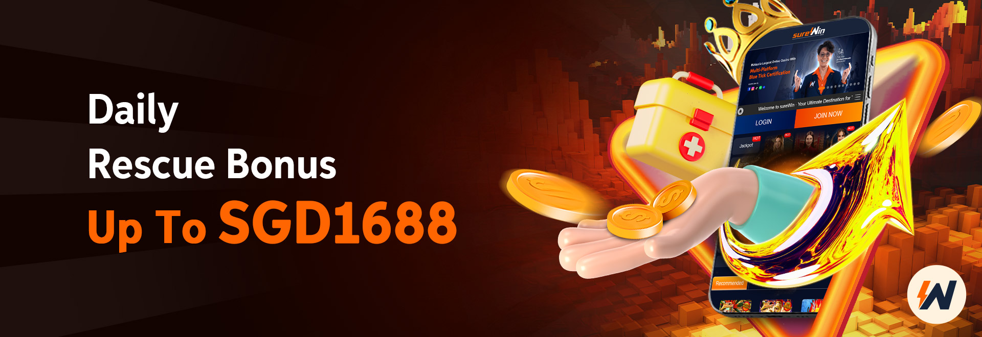 Daily Rescue Bonus Up To SGD 1,688 — sureWin Singapore